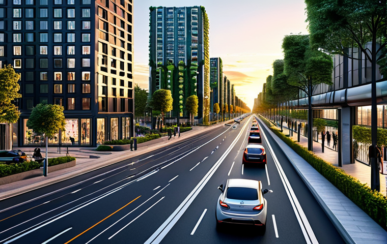 **
"A futuristic smart city at sunset, featuring sleek, modern architecture with integrated solar panels and vertical gardens, self-driving cars smoothly navigating wide, clean streets, fully clothed pedestrians walking along tree-lined sidewalks, safe for work, appropriate content, professional, perfect anatomy, natural proportions, vibrant colors, detailed rendering, professional photography, high quality"
**