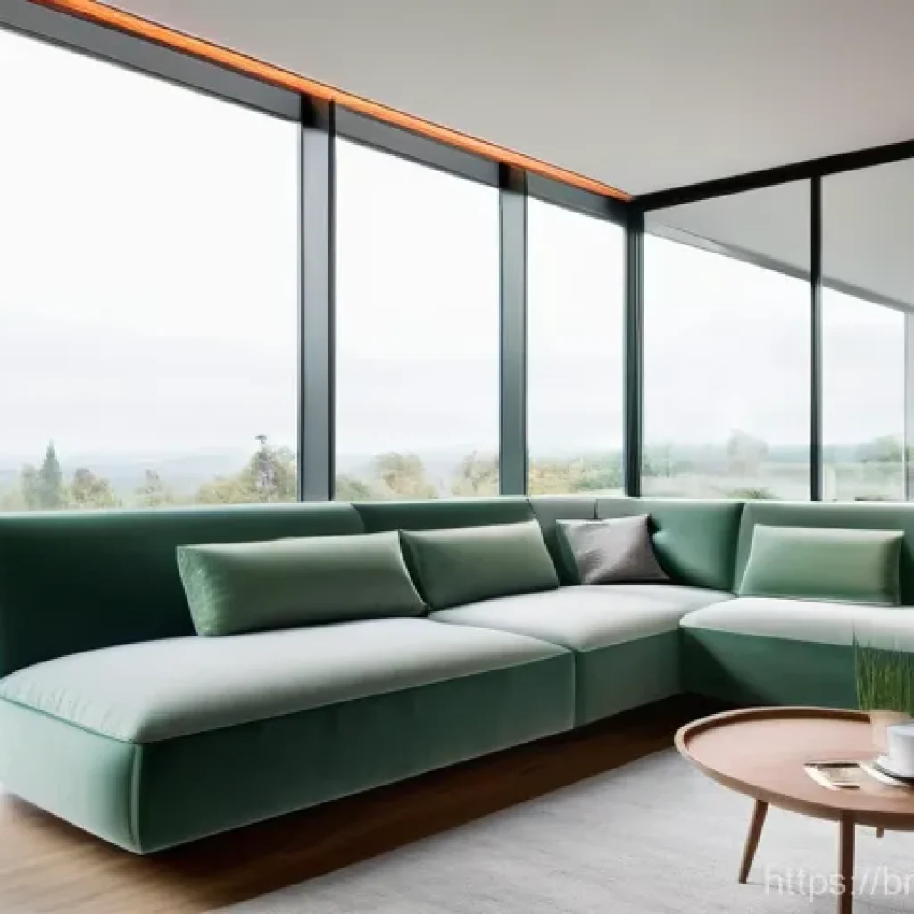 히든 테크놀로지의 사용자 인터페이스 UI  혁신 - **Prompt:** A bright, minimalist living room in a futuristic smart home. Soft, diffused natural ligh...