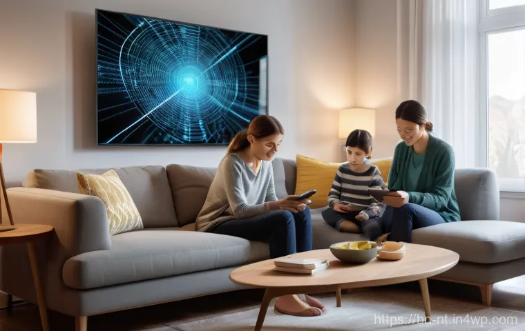 히든 테크놀로지의 네트워크 보안 문제 - **Prompt 1: The Interconnected Smart Home's Unseen Vulnerabilities**
    "A warm and inviting living...