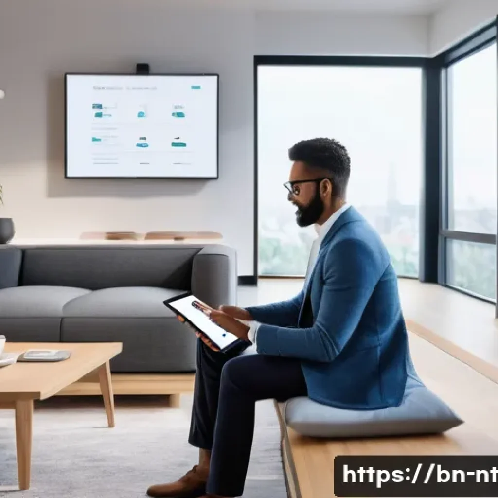 히든 테크놀로지의 가치 사슬 분석 - **Prompt: Seamless Smart Living Experience**
    A bright, contemporary living room or open-plan off...