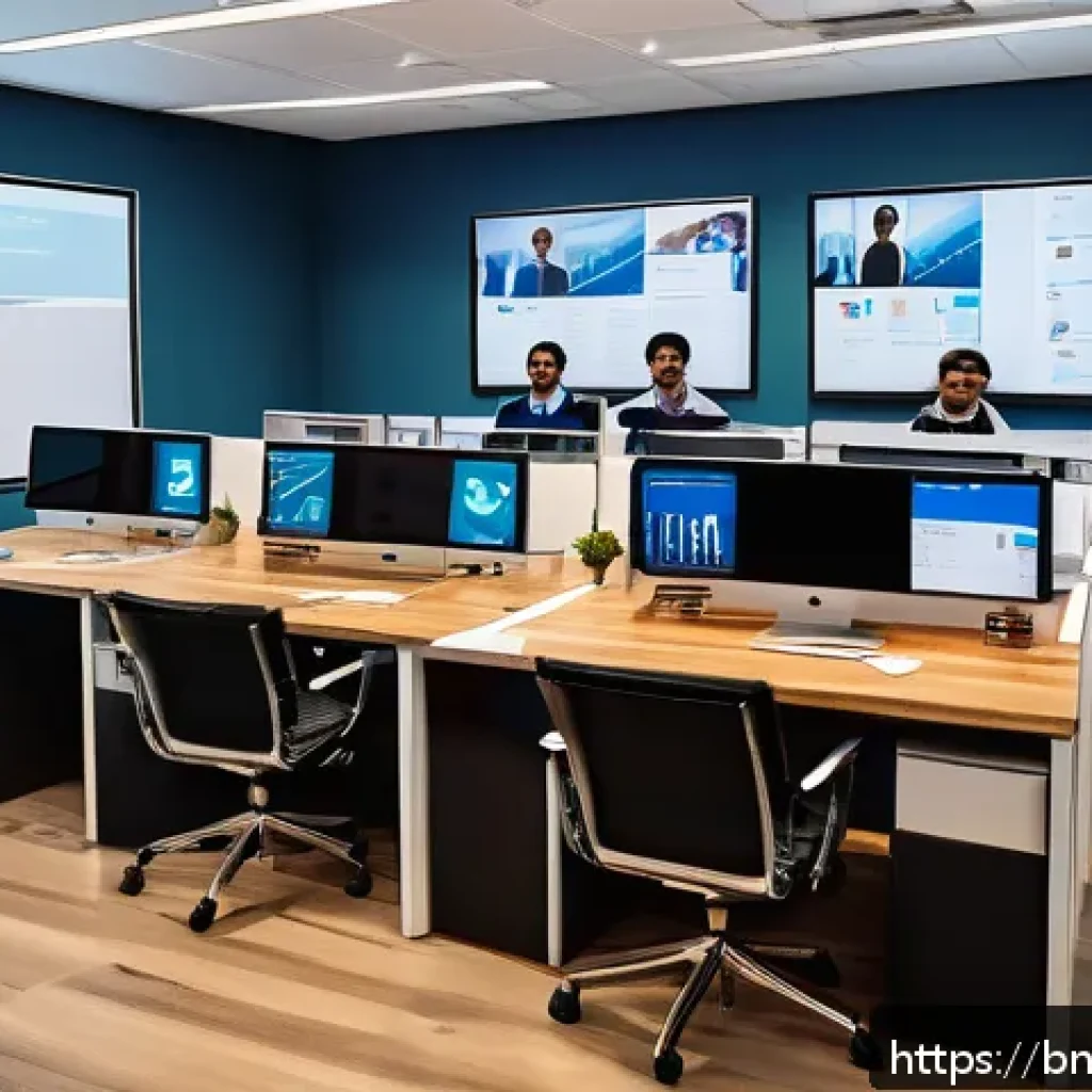 히든 테크놀로지와 비즈니스 프로세스 자동화 - A modern office environment with a diverse Bengali team collaborating remotely via cloud platforms, ...